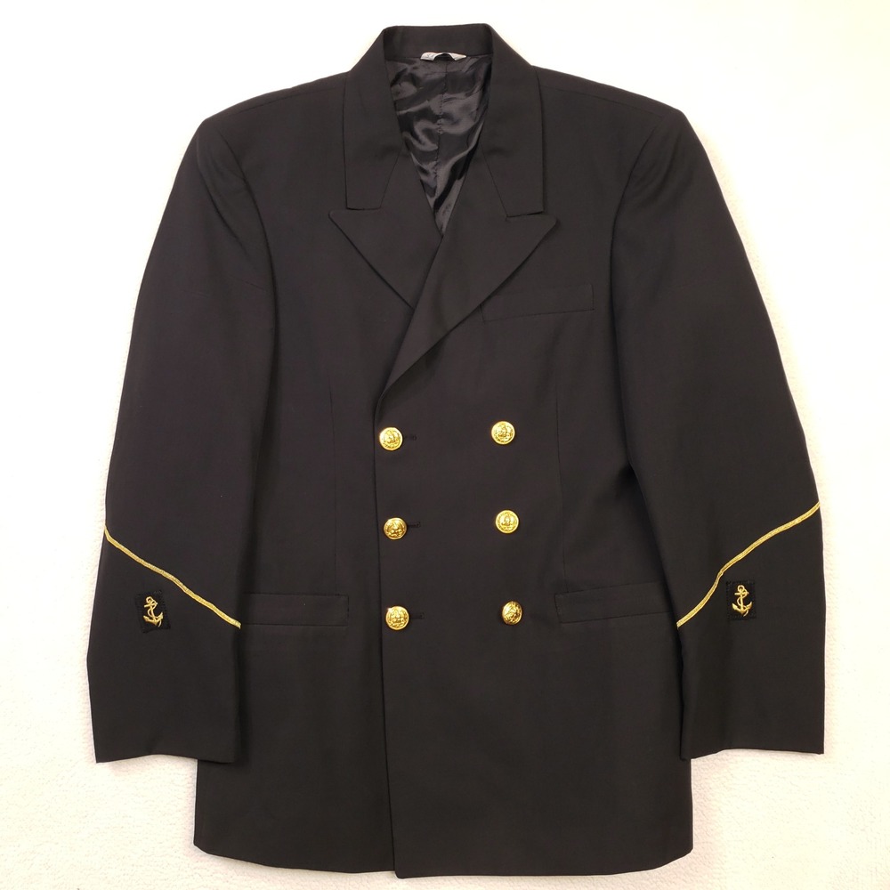 Marlow White Service Dress Blue Jacket Mens 38R Black Military Uniform Coat Navy